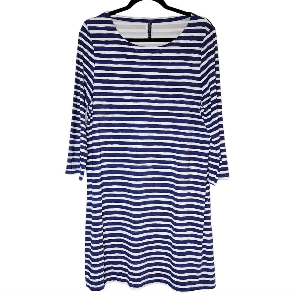 AQUA‎ ET SOL Longsleeve Swim Coverup Dress Resort Beach Blue White Stripe XL